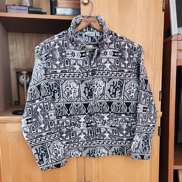 Chico's Jackets & Blazers - Chico's Black and White Patterned Jacket